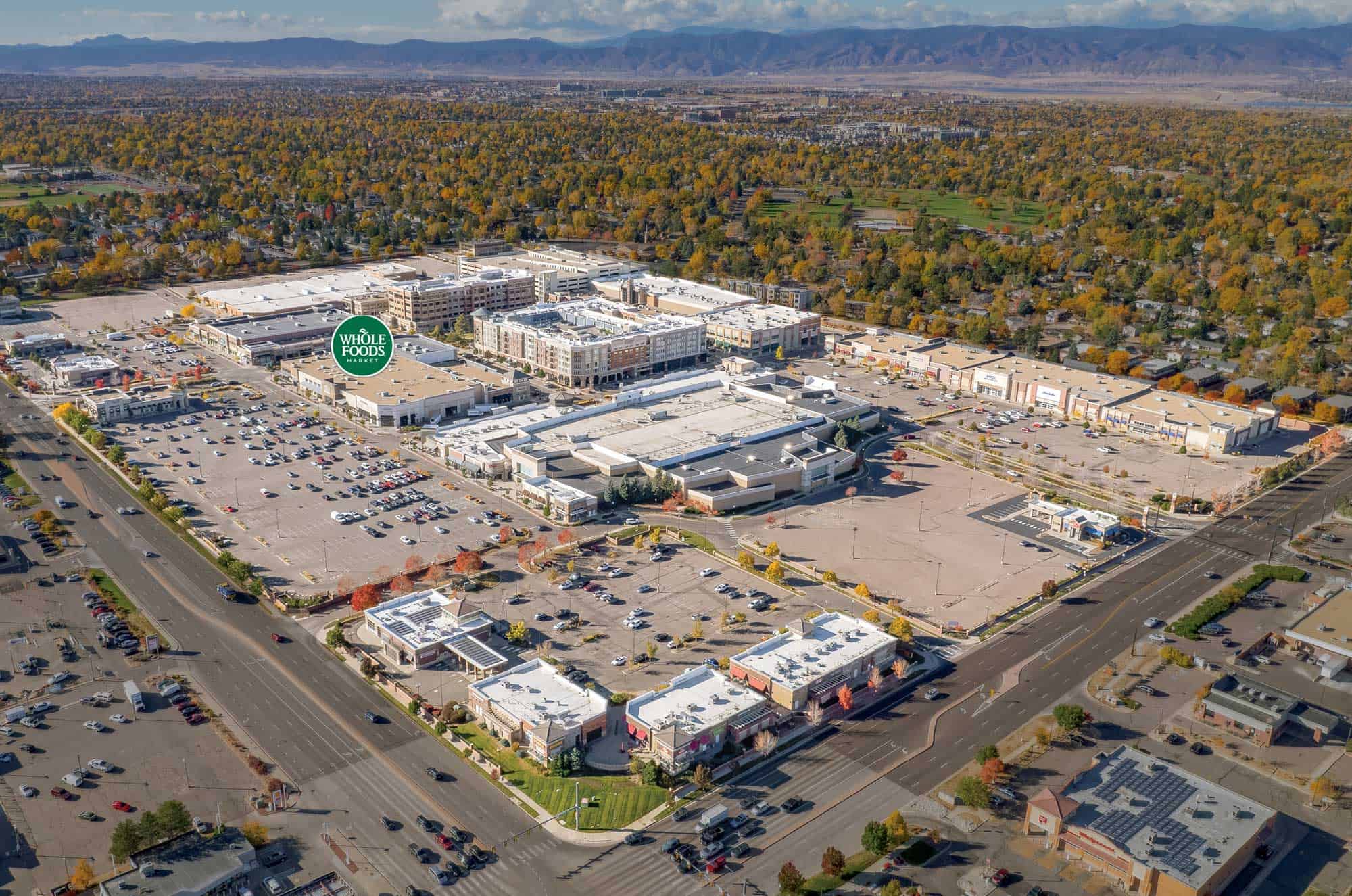 Aerial view of The Streets at SouthGlenn, Centennial CO