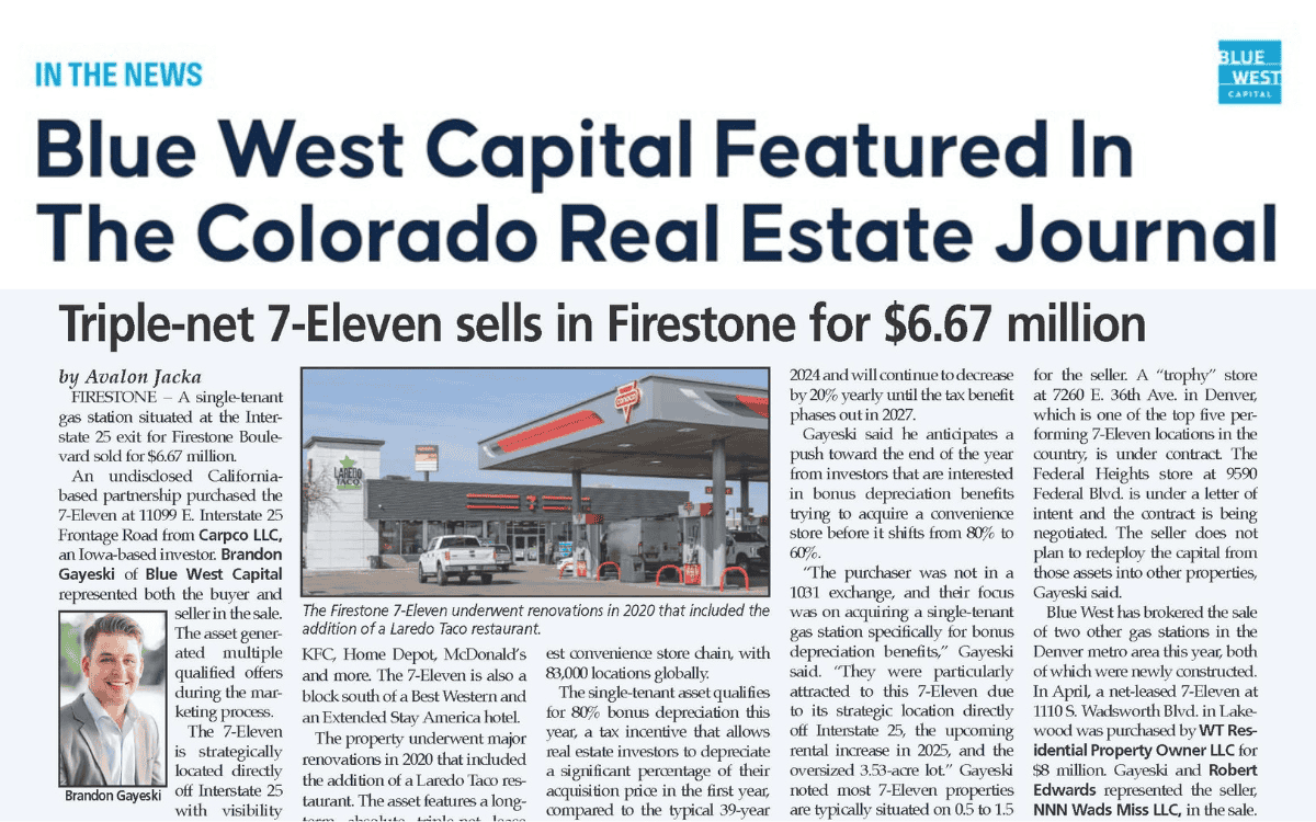 In the News: Triple-net 7-Eleven sells in Firestone for $6.67 million